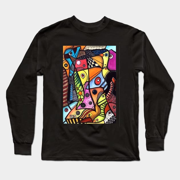 Abstract Art... and some birds... Long Sleeve T-Shirt by AtelierFafard